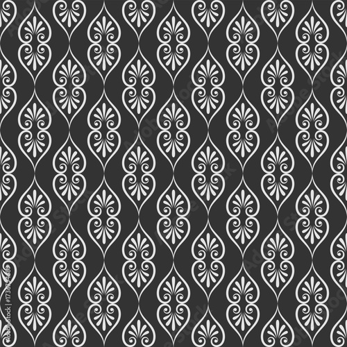 seamless botanical pattern of painted oriental motifs