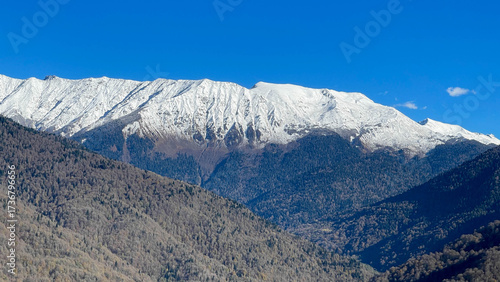 Panoramic view of the autumn mountains