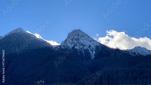 Panoramic view of the autumn mountains
