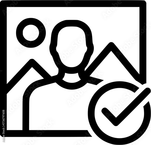 Profile picture with check mark icon for user account verification and profile confirmation design
