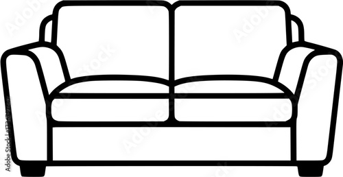 Illustration of black sofa couch furniture home decor living room seating relaxation comfort style
