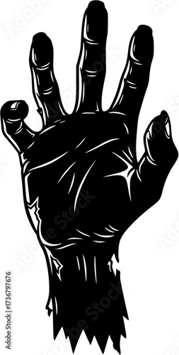 Zombie hand halloween horror dead spooky monster silhouette graphic vector illustration design
