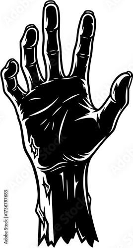 Zombie hand halloween horror dead spooky monster silhouette graphic vector illustration design
