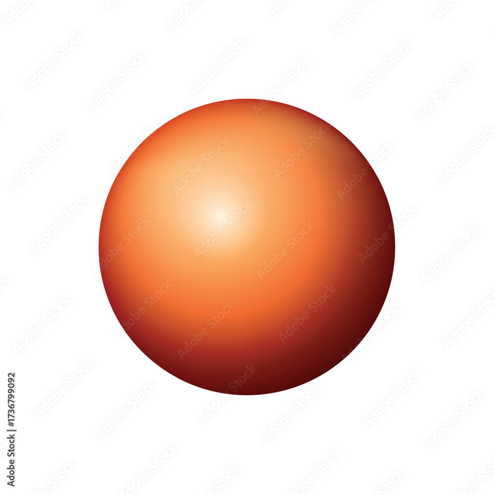 Fototapeta premium Glass golden ball or precious pearl. Glossy realistic ball, 3D abstract vector illustration highlighted on a white background. Big metal bubble with shadow.