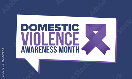 Domestic Violence Awareness Month in October. Celebrate annual in United States. Awareness purple ribbon. Day of Unity. Prevention campaign. Stop women abuse. Poster, banner and background. Vector