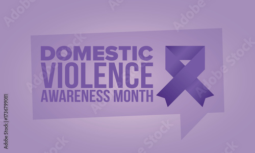 Domestic Violence Awareness Month in October. Celebrate annual in United States. Awareness purple ribbon. Day of Unity. Prevention campaign. Stop women abuse. Poster, banner and background. Vector
