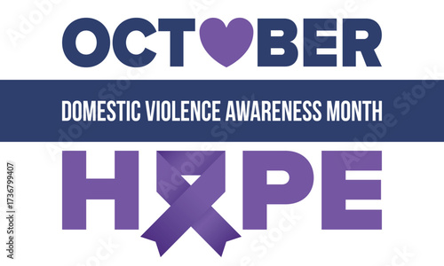 Domestic Violence Awareness Month in October. Celebrate annual in United States. Awareness purple ribbon. Day of Unity. Prevention campaign. Stop women abuse. Poster, banner and background. Vector