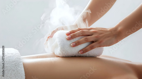 Wallpaper Mural Wellness Hot steam towel massage therapy on back in spa for relaxation and wellness treatment, natural healing Torontodigital.ca