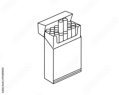 Minimalist line art of a cigarette pack offering a stark visual reminder of harmful habits and addiction