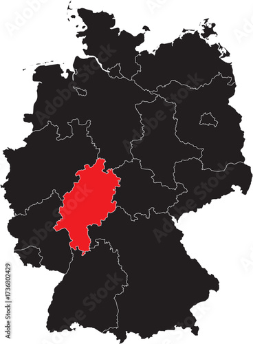 Hesse State Highlighted on the Germany Map