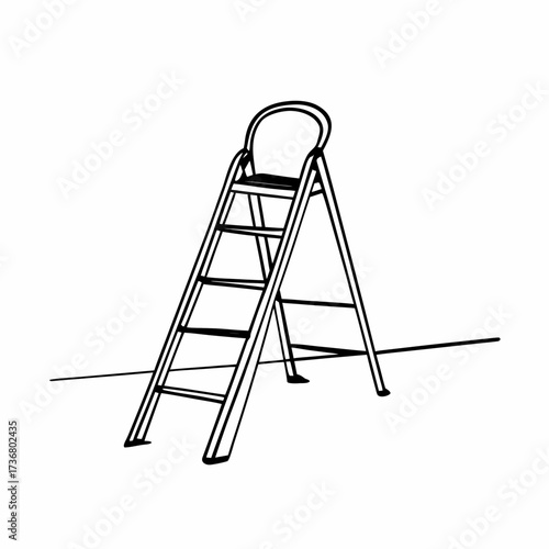 Simple line drawing of a stepladder on a white background  