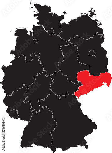 Saxony State Highlighted on the Germany Map