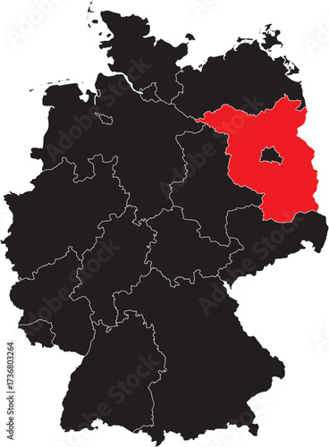 Brandenburg State Highlighted on the Germany Map