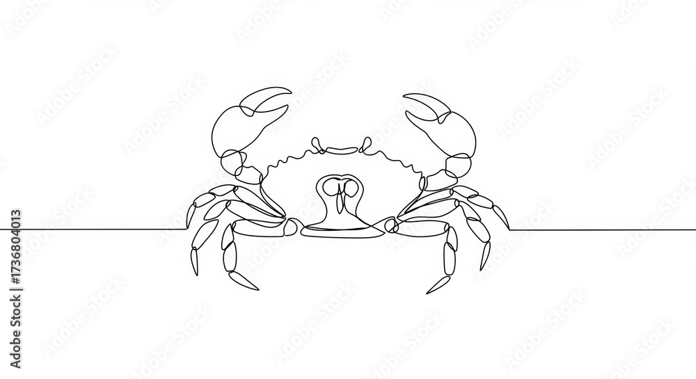Fototapeta premium Elegant crab illustration in single line art showcases minimalist design