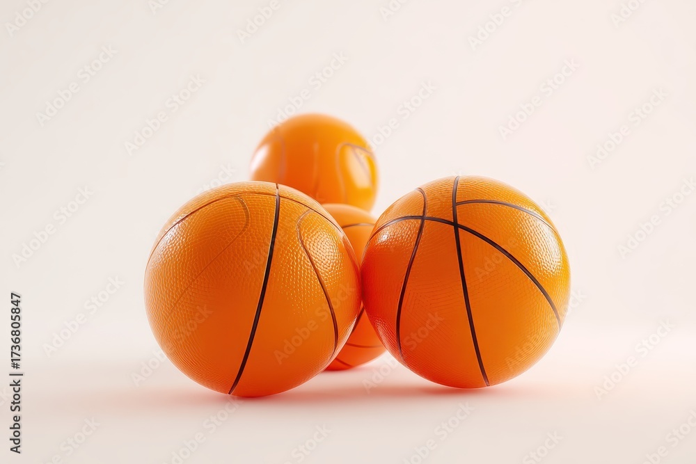 Obraz premium Basketballs arranged on a white background creating a vibrant and sporty atmosphere perfect for basketball enthusiasts and athletes alike