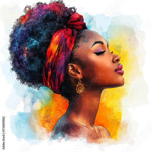 watercolor vector of Nigerian Artistic Showcase, isolated on a white background.
