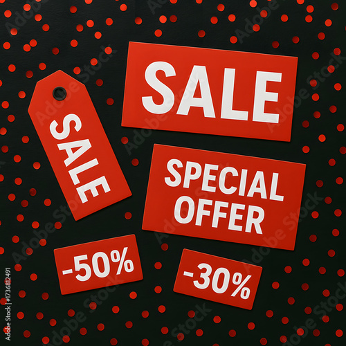 red sale tags