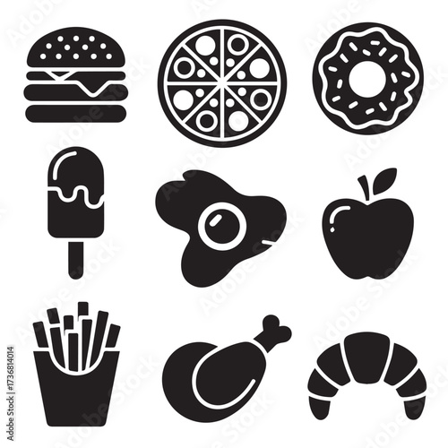 Assortment of Food Icons Silhouette Set