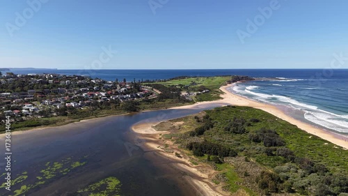 Northern Beaches, Dee Why Lagoon, NSW, Sydney Suburbs, Australia. Ocean view from above.