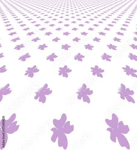 Rain of flowers in perspective.