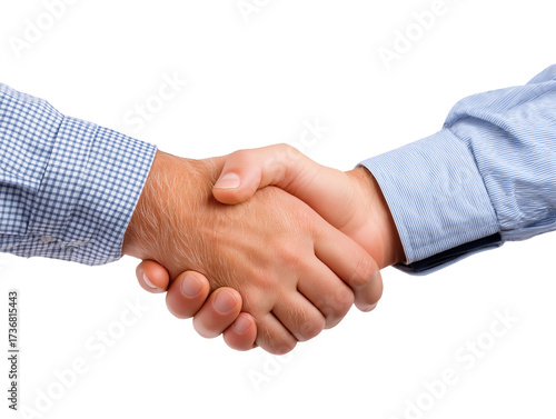 Close-up of a male handshake on transparent background