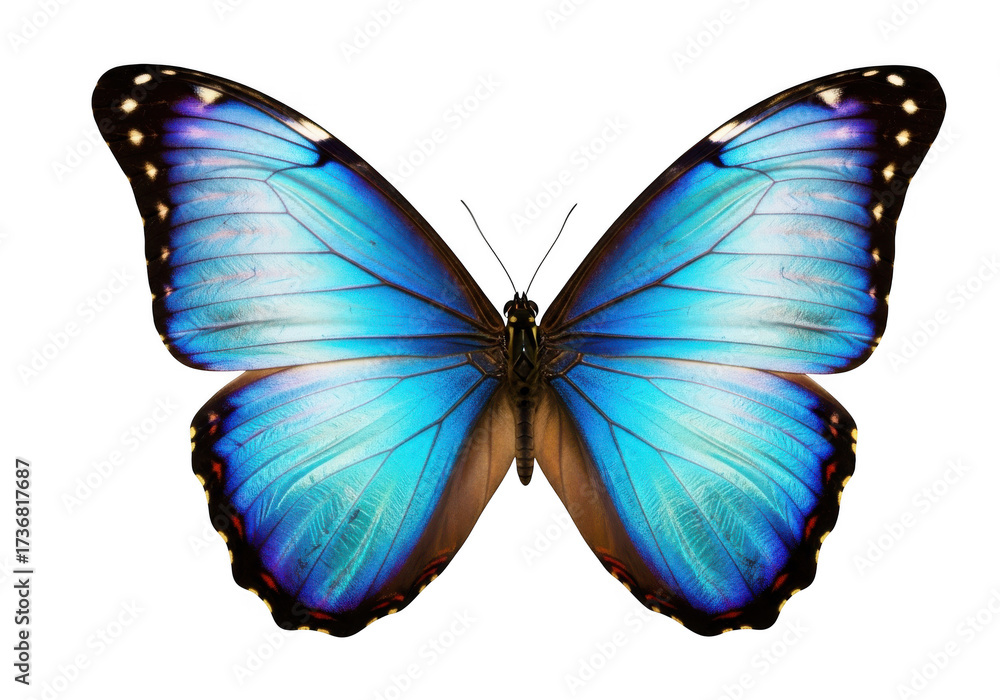 Fototapeta premium Vibrant blue morpho butterfly isolated on transparent background