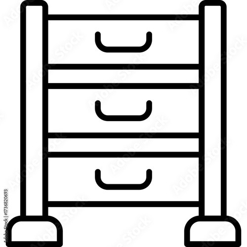 Simple drawer unit: a minimalist illustration of a three-drawer unit, highlighting its organized design and functional appeal.