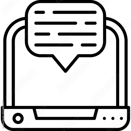 Chatting Laptop Icon: A minimalistic icon of a laptop, conveying the concept of online communication and digital messaging,perfect for tech-related designs.