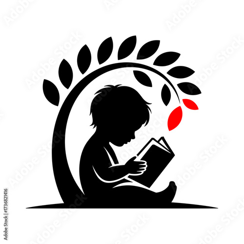 Silhouettes of people or children reading books, Isolated diverse kids with backpacks walking to school, women and children, education concept, learning, knowledge, library scene, study time