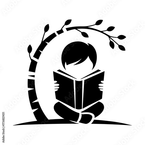 Silhouettes of people or children reading books, Isolated diverse kids with backpacks walking to school, women and children, education concept, learning, knowledge, library scene, study time