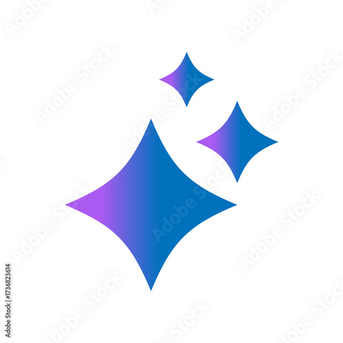 Generative AI star and magic sparkles star logo icon with colorful gradient and flat design, modern artificial intelligence and spark star symbol for creative tools and designs.