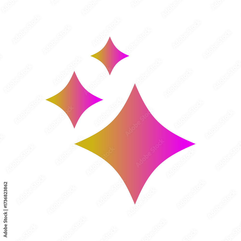 Obraz premium Generative AI star and magic sparkles star logo icon with colorful gradient and flat design, modern artificial intelligence and spark star symbol for creative tools and designs.