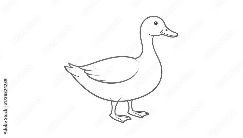 Obraz premium A simple, outline illustration of a duck, presented against a plain white background.