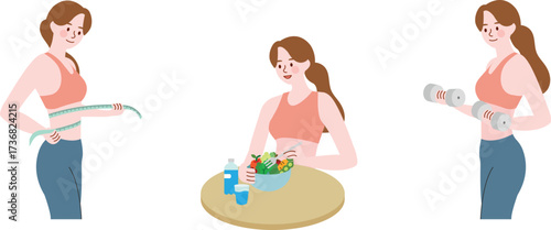 Flat slim healthy lifestyle concept