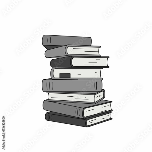 A stack of gray books, illustrated in a simple, clean style, on a white background.