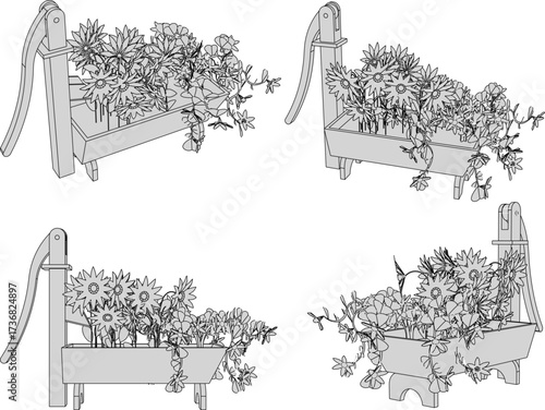 house plant design illustration vector sketch for home garden interior ornamental plants