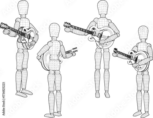 sketch vector illustration design decoration accessories doll wooden mannequin classic vintage ethnic traditional 