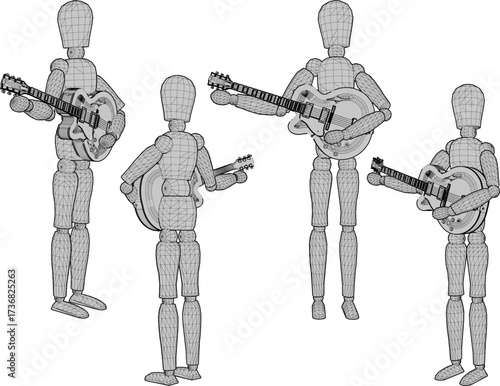 sketch vector illustration design decoration accessories doll wooden mannequin classic vintage ethnic traditional 