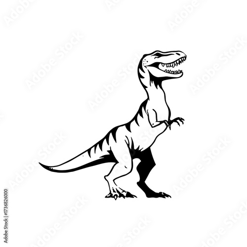 Giganotosaurus. Giganotosaurus simple black and white line art vector logo