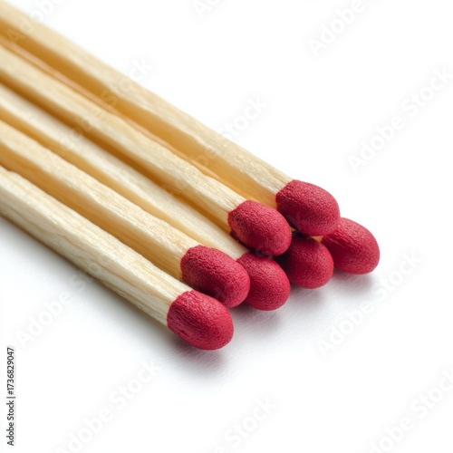 A close-up shot of several matchsticks with red tips