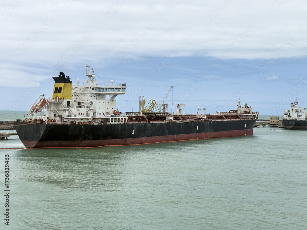 Fototapeta premium big tanker vessel in port 2