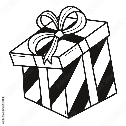 Flat style simple gift box with a decorative ribbon for celebrations and presents