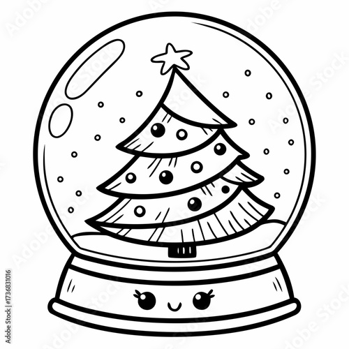 Charming snow globe featuring a miniature christmas tree inside perfect for holiday designs