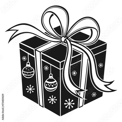 Adorable christmas gift box with a large festive ribbon bow perfect for holiday celebrations