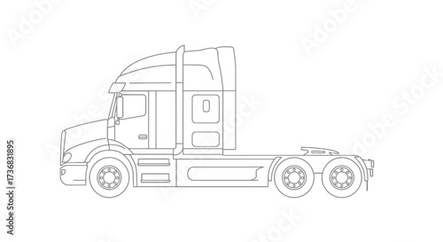 Detailed vector illustration of a semi-trailer truck, showcasing its design and structure, ideal for transportation, logistics, or automotive-themed projects and presentations.