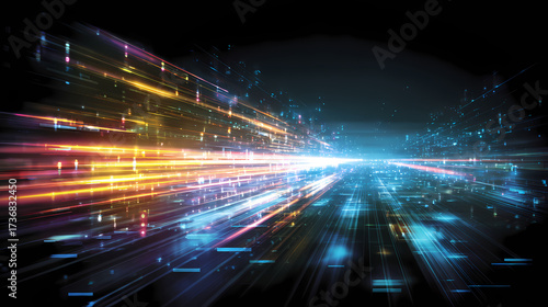 Futuristic Light Trails Abstract Data Flow and Digital Connectivity