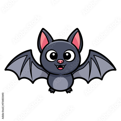 Cute and friendly cartoon bat with wide wings spread, suitable for halloween themes