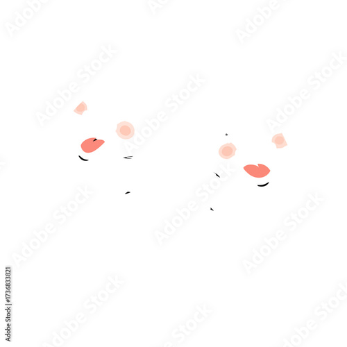 Two cute cartoon ghosts with pink cheeks and closed eyes, smiling sweetly
