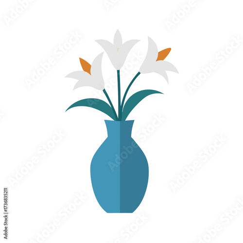 flat color minimal design of a porcelain vase