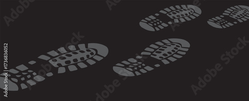 footprint shoe sole tracking path on transparent background, shoe footprint path. vector illustration